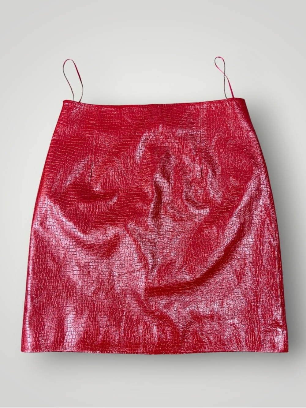 Glossy Red Faux-Croc Mini Skirt - Women's Chic Mini